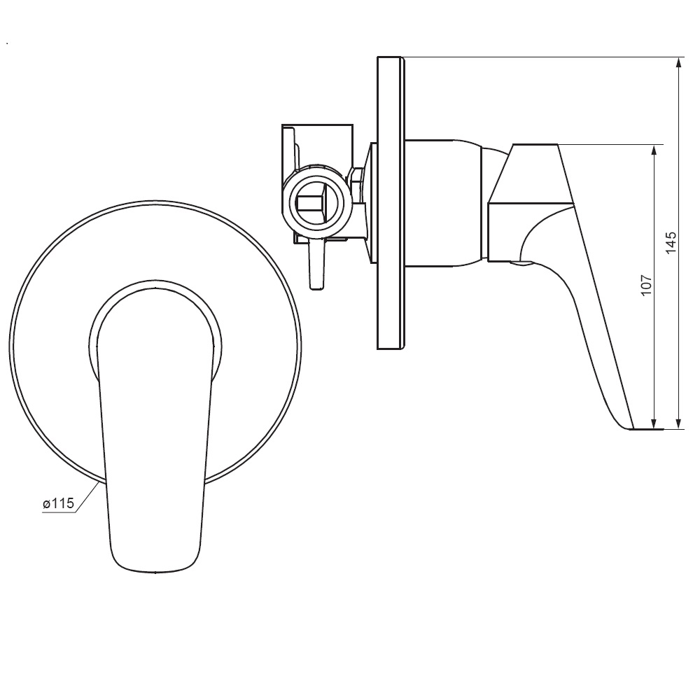 777500300 Jupiter, смеситель монтируемый в стену (черный)