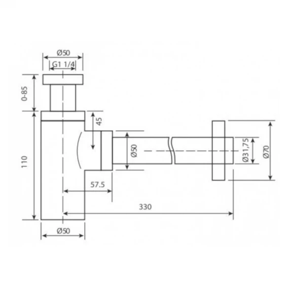 Сифон для раковины нерж. cталь/zamak imex scl002/nq brushed nickel
