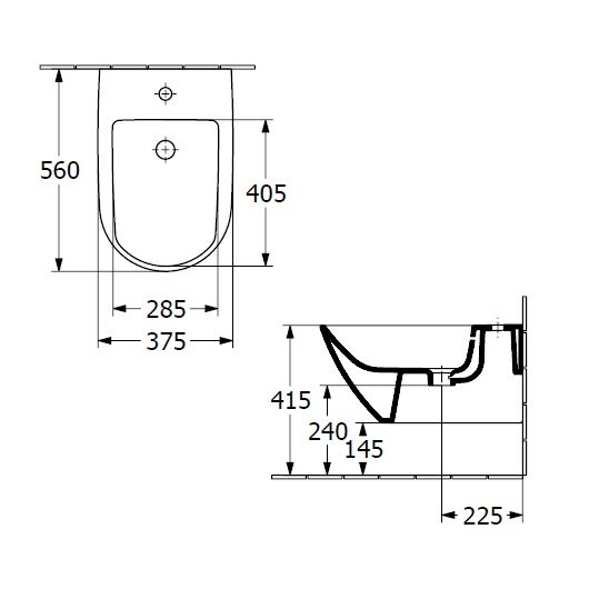 Биде, Villeroy&Boch, Antao, подвесной, шгв 375*560*270, CeramicPlus, цвет-альпийский белый