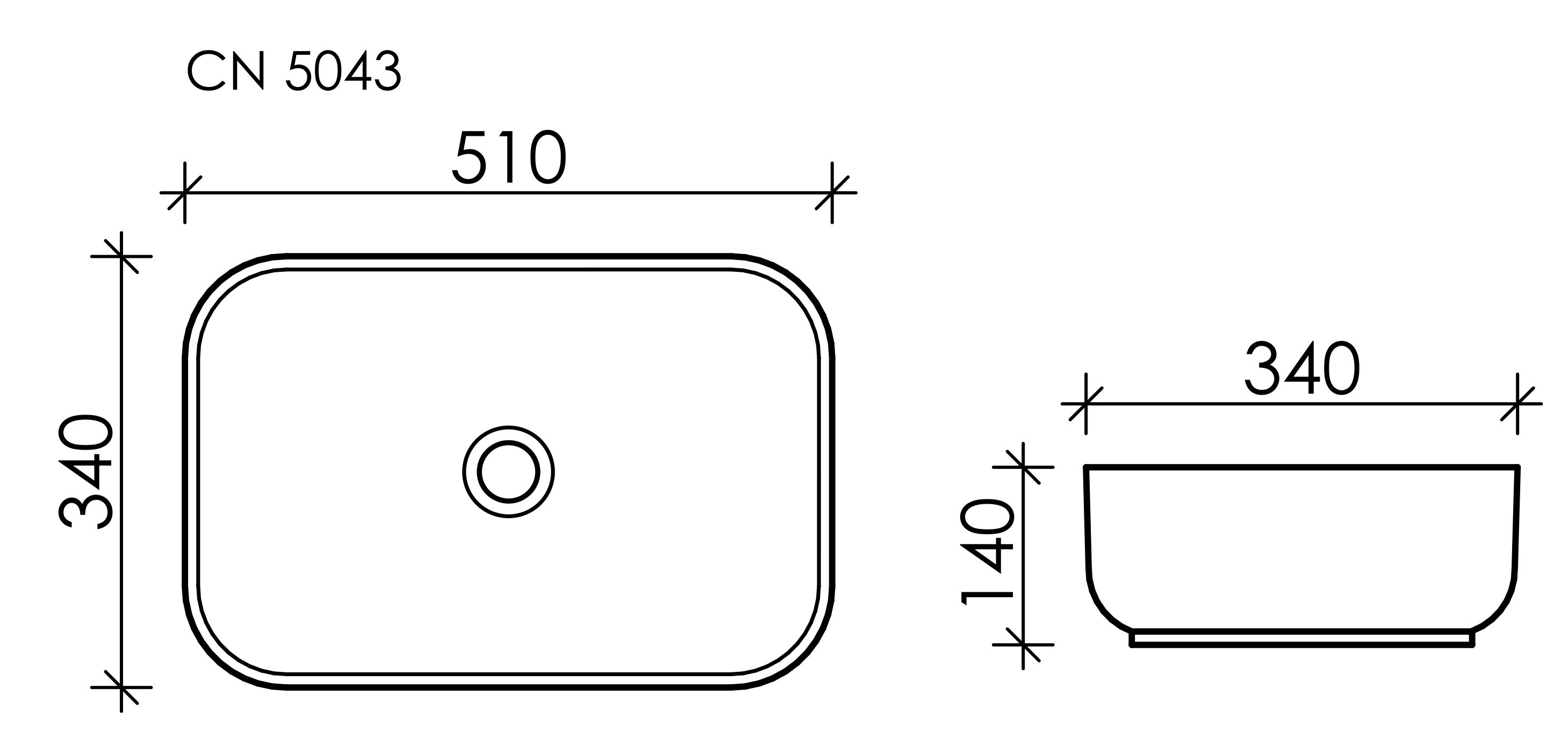 Умывальник чаша накладная прямоугольная element 510x340x140мм