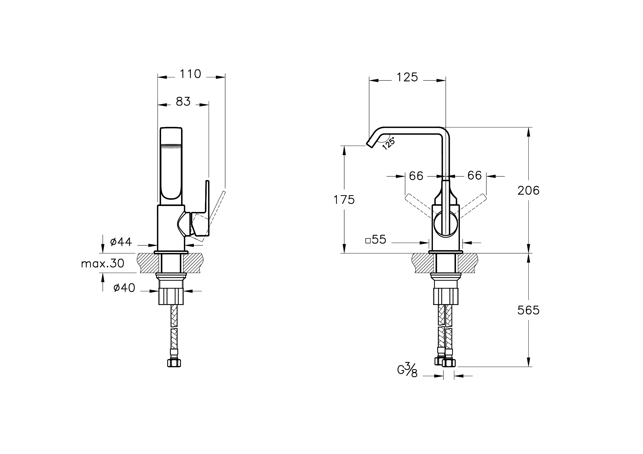 Смеситель suit для раковины, глянцевый черный