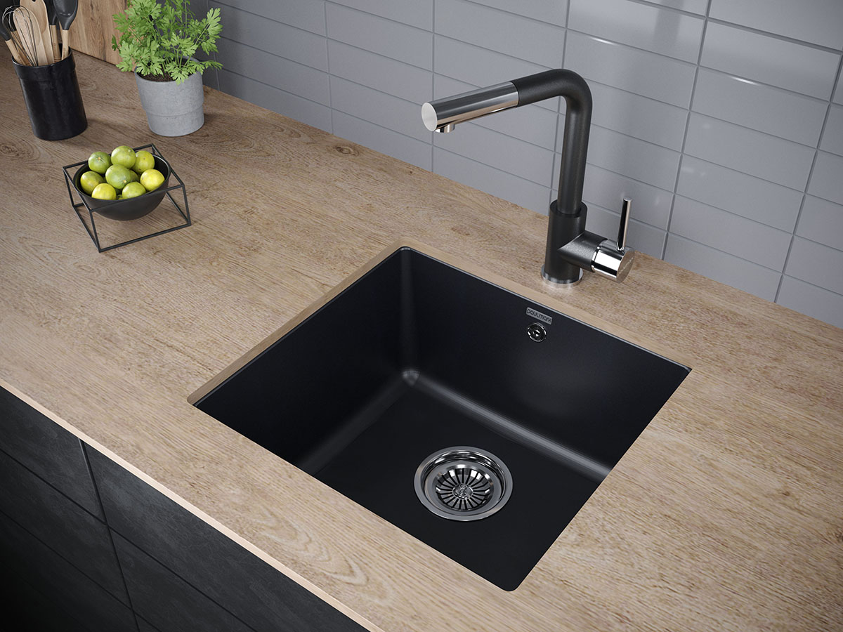 Мойка gera 50, it-granit, pm104546-blm, черный металлик, 445х460, подст. мон. paulmark