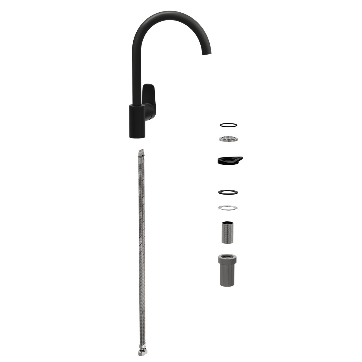 Смеситель для кухни VitrA Flow Soft A4341936EXP с поворотным изливом однорычажный матовый черный латунь