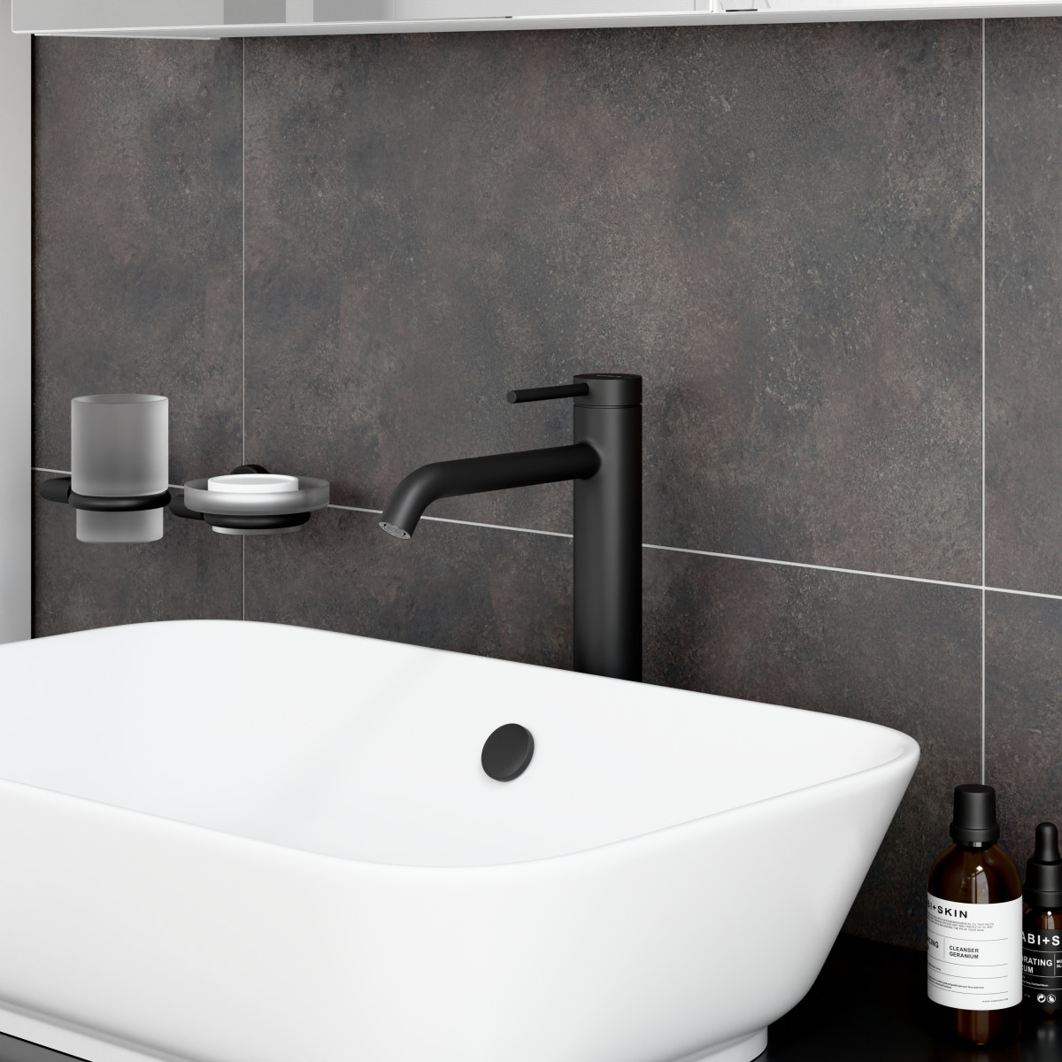 Смеситель для раковины-чаши VitrA Minimax Round A4353436EXP однорычажный матовый черный латунь