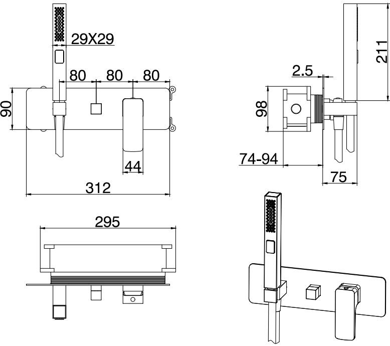 Смеситель для душа Allen Brau Infinity 5.21011-00 (с внутренней частью, 2 хода) хром