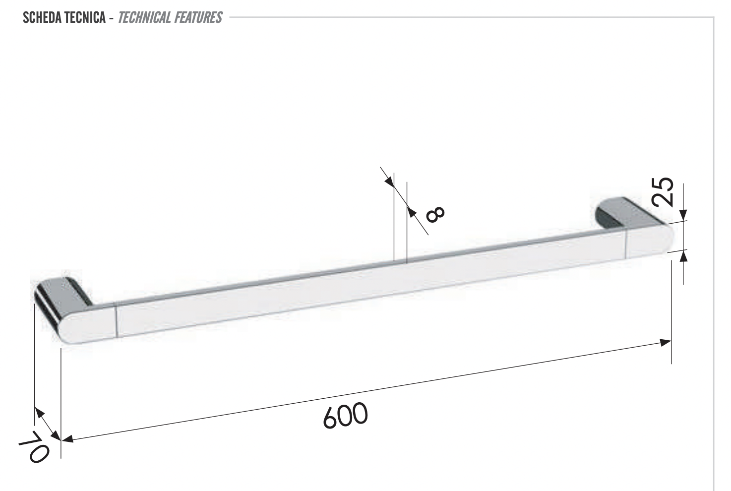 Полотенцедержатель 60 см remer lounge ln30xv, сталь