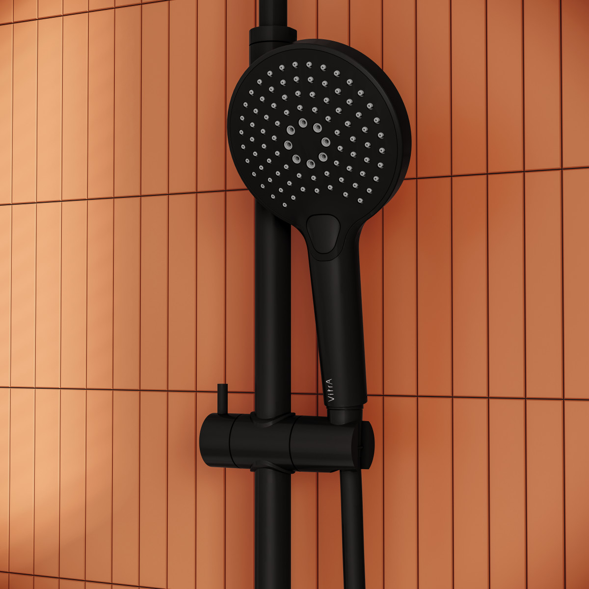 Душевая система VitrA Aquaheat A4720536EXP с термостатическим смесителем и ручным душем матовая черная латунь