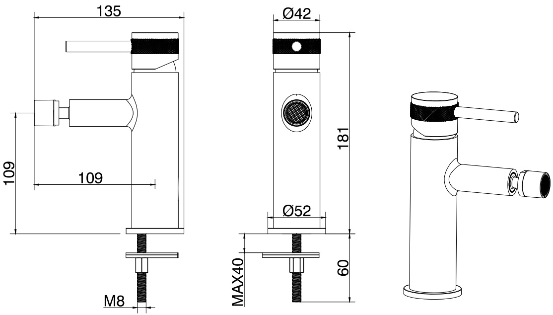 Смеситель для биде Allen Brau Priority 5.31004-31 (с донным клапаном) черный матовый