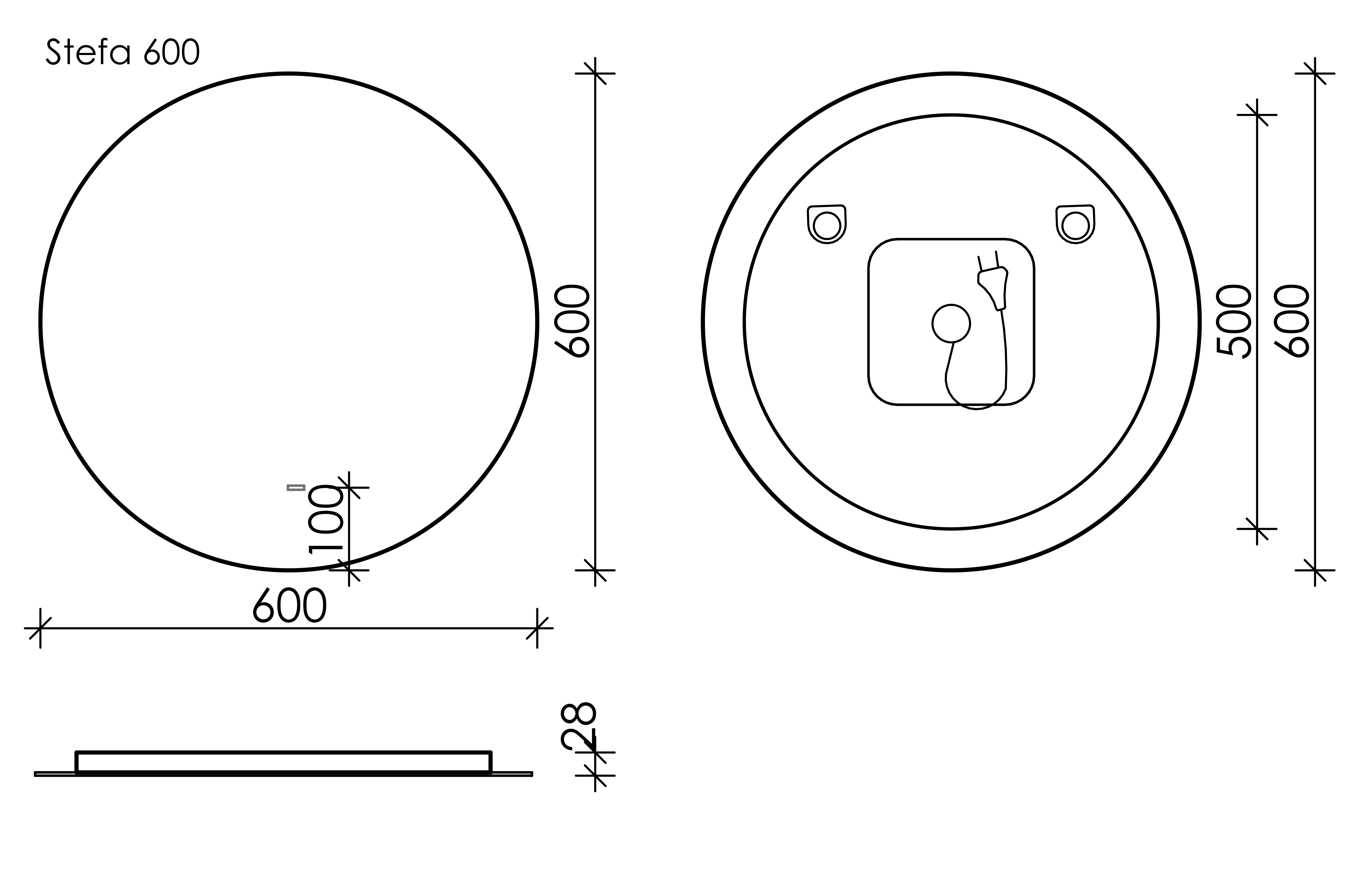 Зеркало для ванной комнаты  sancos sfera d600  c  подсветкой , арт. sf600