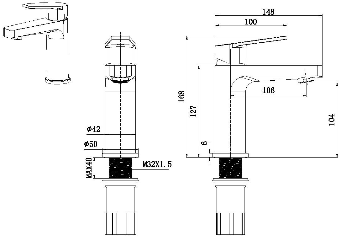 Смеситель для раковины Allen Brau Eclipse 5.E1001-31 (с донным клапаном) черный матовый