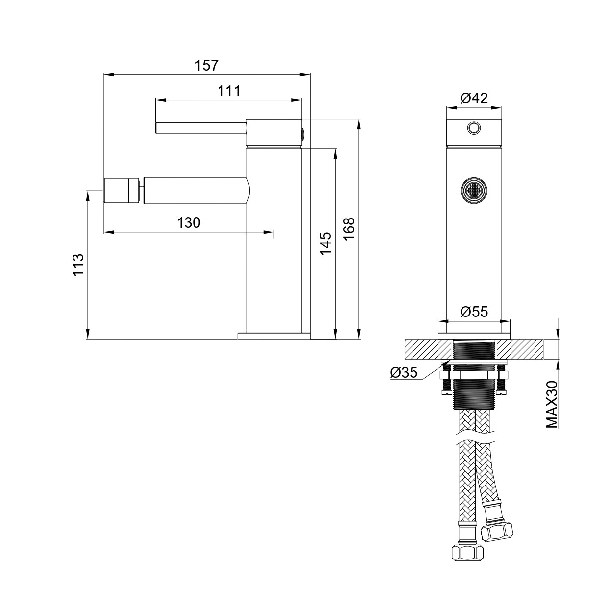 Смеситель для биде wonzon & woghand stick, белый матовый (ww-88339017-mw)