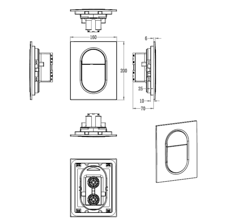 Кнопка смыва для инсталляции пневматическая wonzon & woghand, хром (ww-ib257-cr)