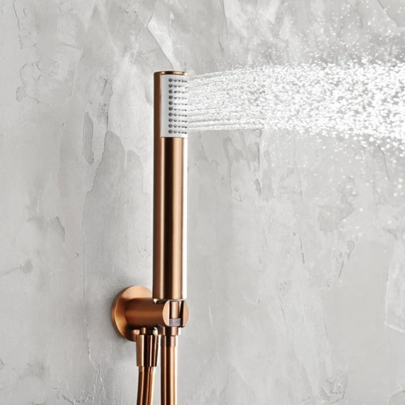 Смеситель для душа скрытого монтажа готовый комплект верхний душ ø25cм imex monza gpm039/orc brushed rose gold pvd