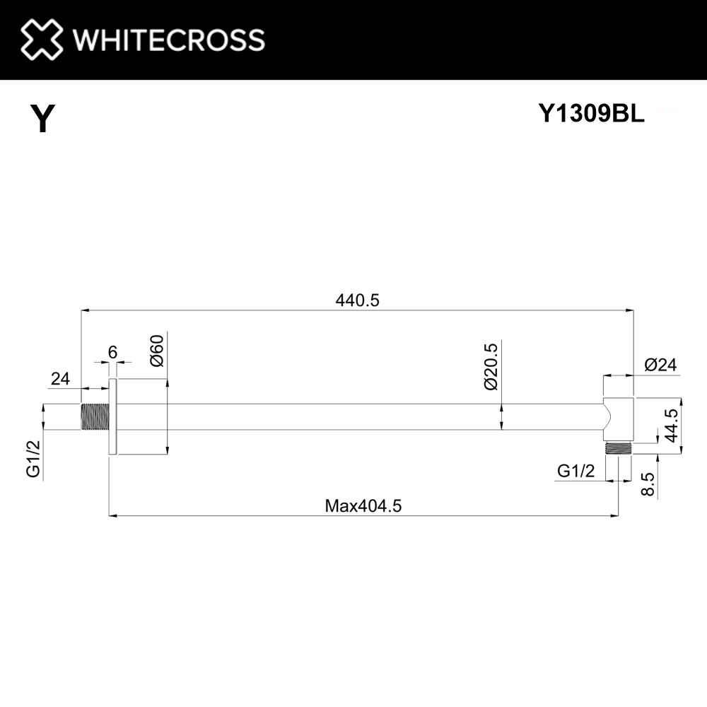Кронштейн душевой настенный whitecross y1309bl (черный мат)