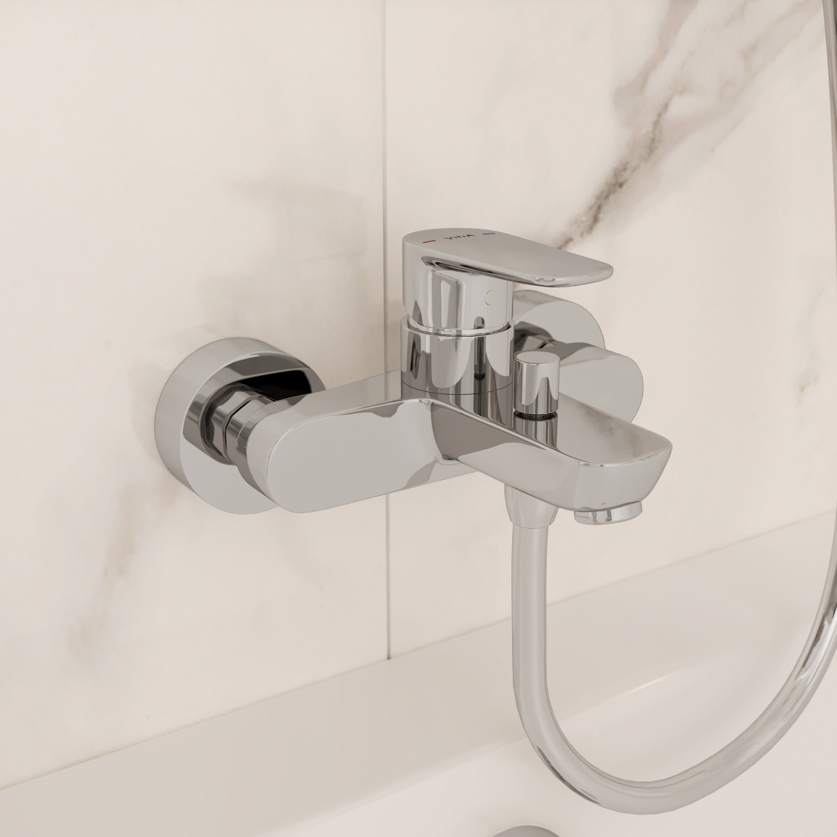 Смеситель настенный VitrA Flow Soft A42946EXP для ванны однорычажный хром латунь