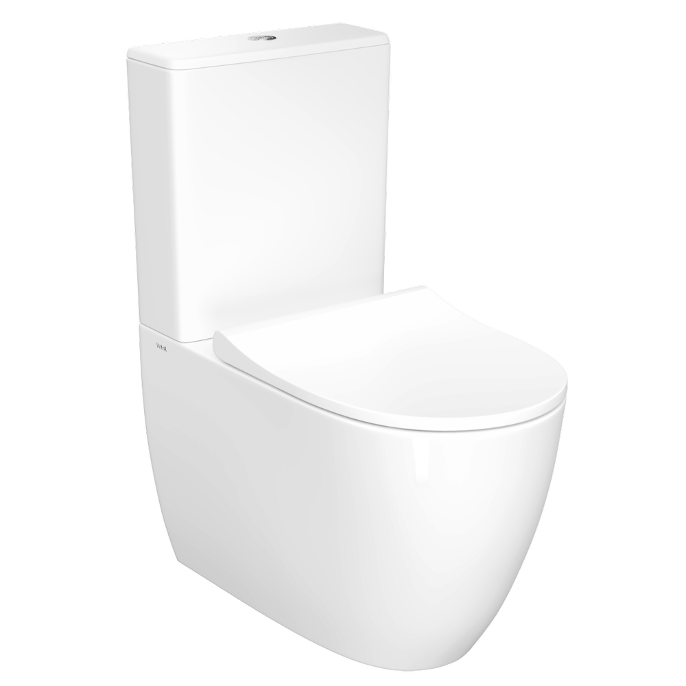 Унитаз-компакт напольный VitrA Sento 9830B003-7203 с сиденьем микролифт белый санитарный фарфор антибактериальное покрытие Hygiene