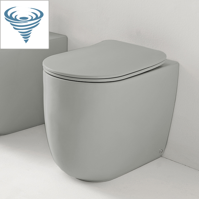 Kerasan nolita унитаз безободковый пристенный 55х35 см, tornado, с креплениями wb5n, цвет: светло серый