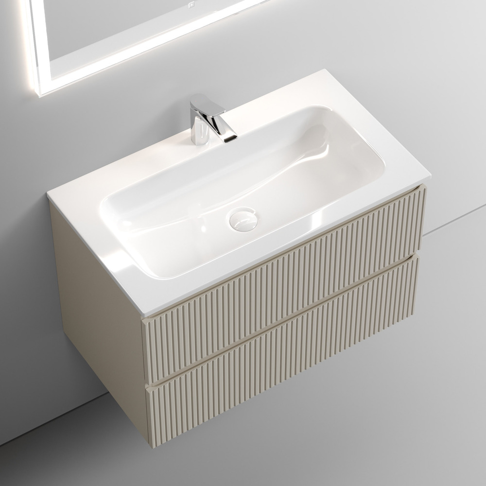 Тумба подвесная sancos snob t 790х445х500, c двумя ящиками оснащенными доводчиками, beige soft , арт.snt80ce