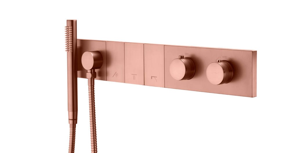 Смеситель zodiac thermo с ручным душем copper brushed