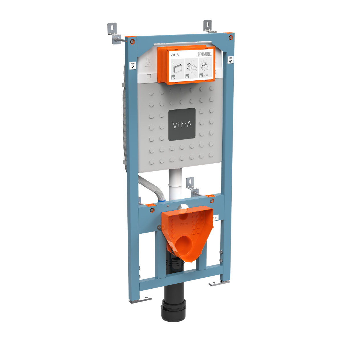 Инсталляция с унитазом VitrA Integra Round 9856B003-7205 комплект 4 в 1 с сиденьем микролифт безободковый цвет клавиши глянцевый хром