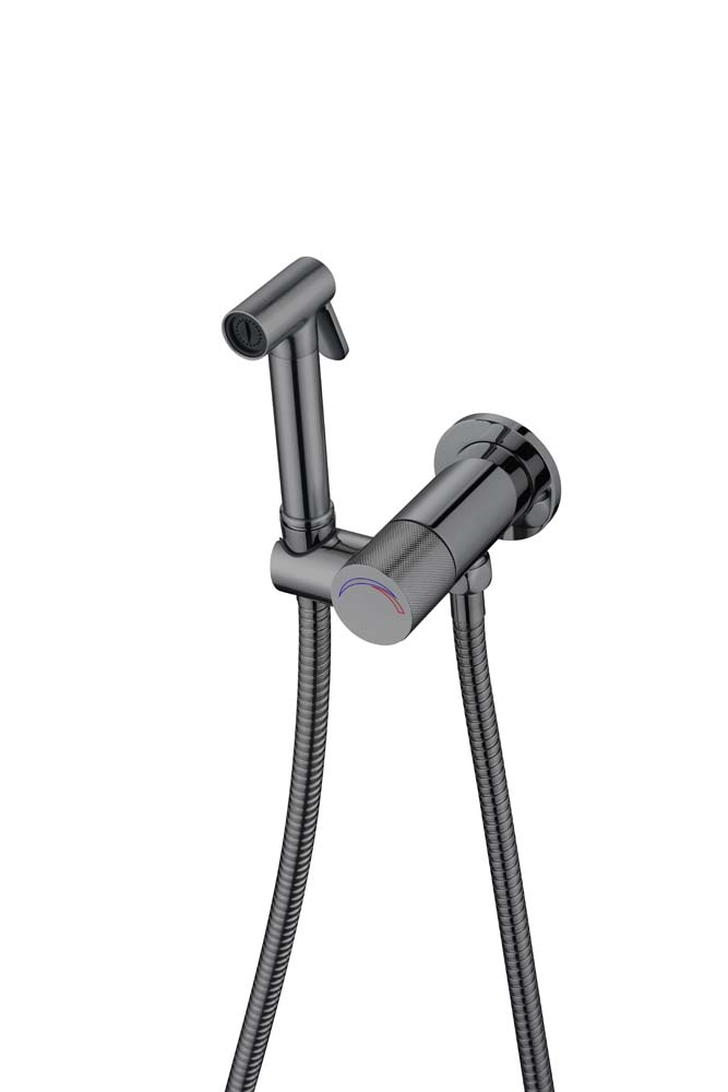 Смеситель гигиенический с защитой от протечек Uno SHINE GUN METAL