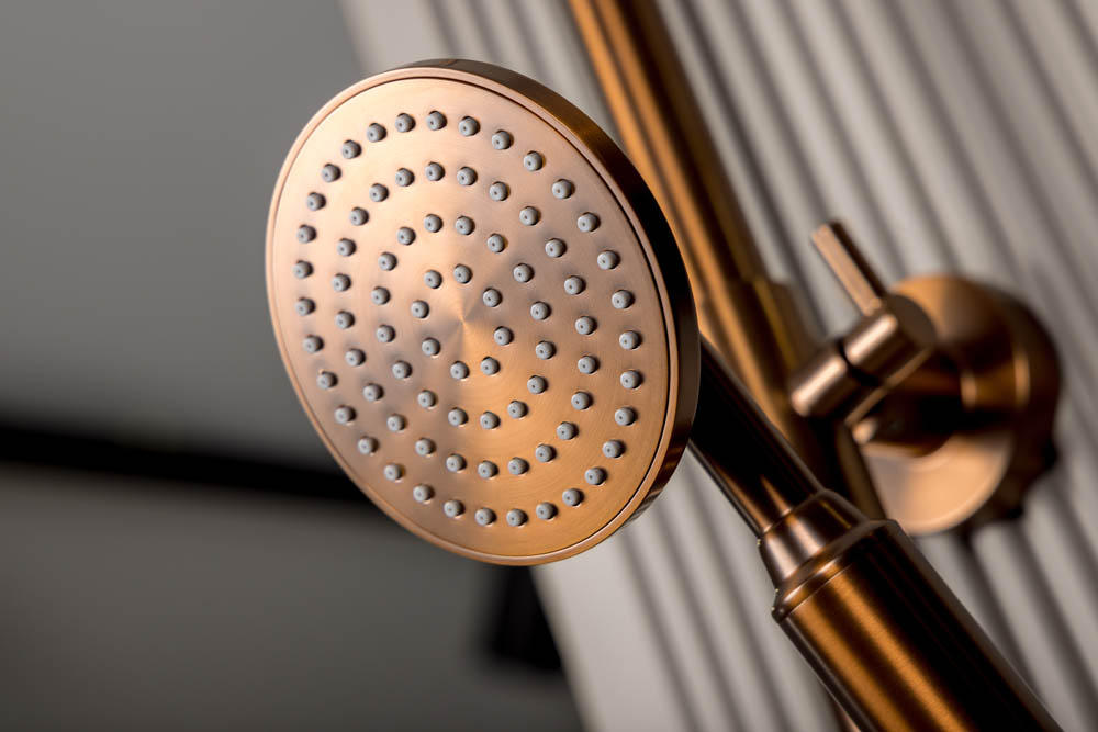 Смеситель встроенный + верхний+ ручной душ, boheme eterna brushed bronze