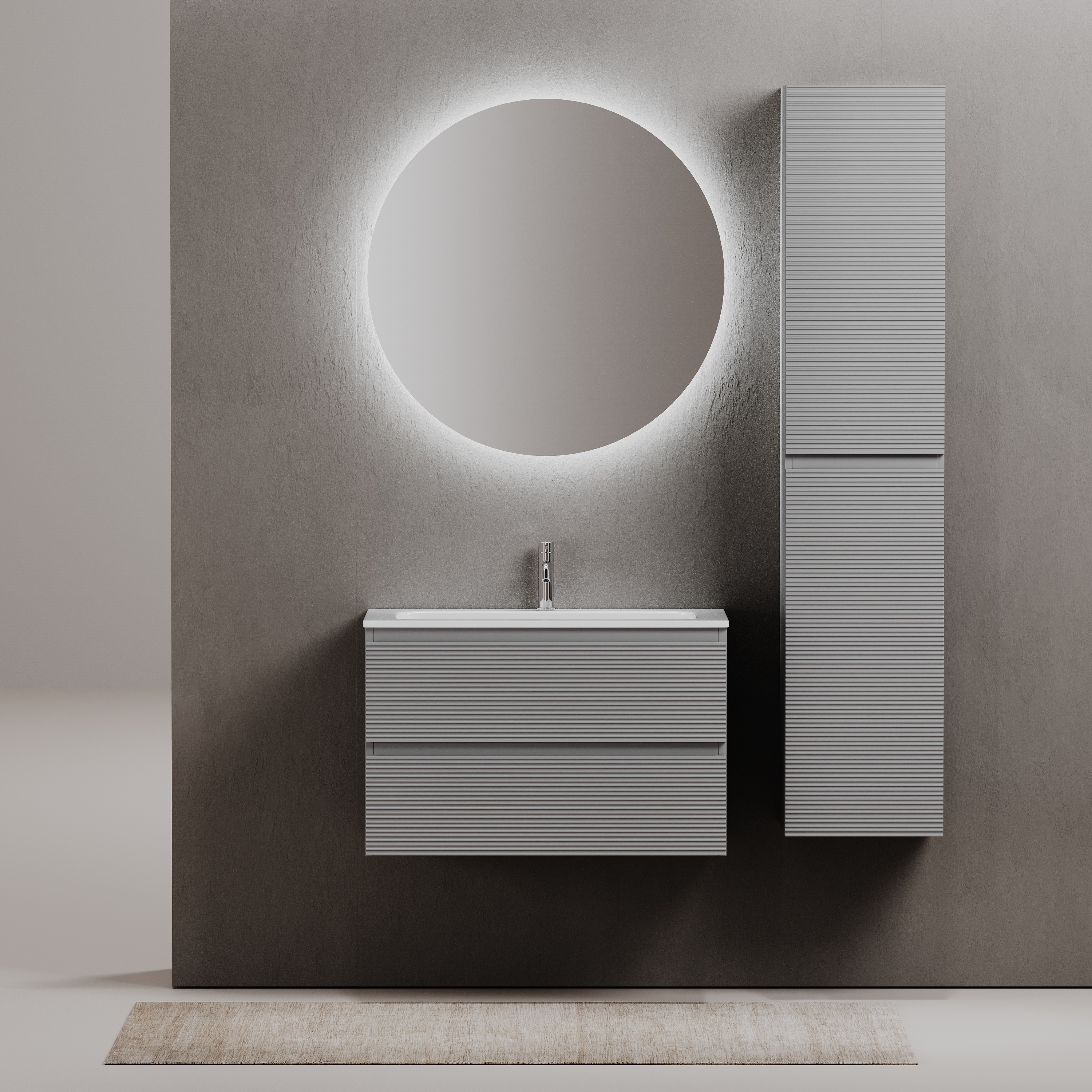 Тумба подвесная sancos folk 790х445х500, c двумя ящиками оснащенными доводчиками, ergraut soft, арт.fl80es