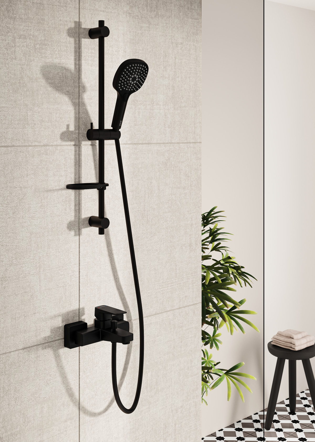 Смеситель настенный VitrA Root Square A4273736EXP для ванны однорычажный матовый черный латунь