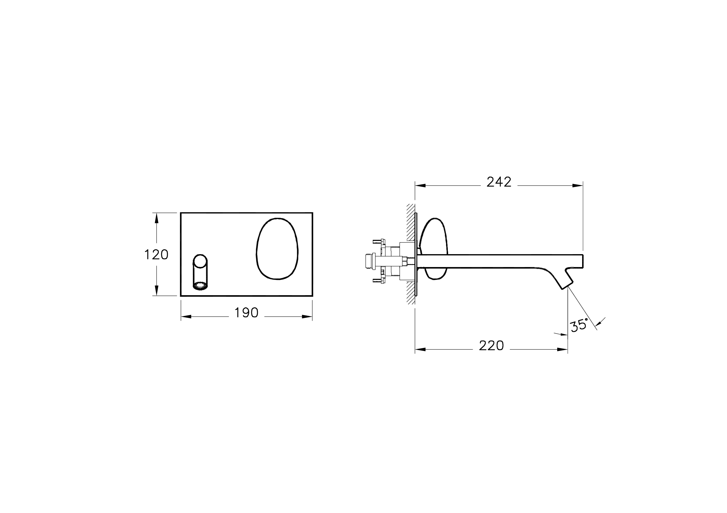 Встроенный смеситель для раковины istanbul, длинный, хром