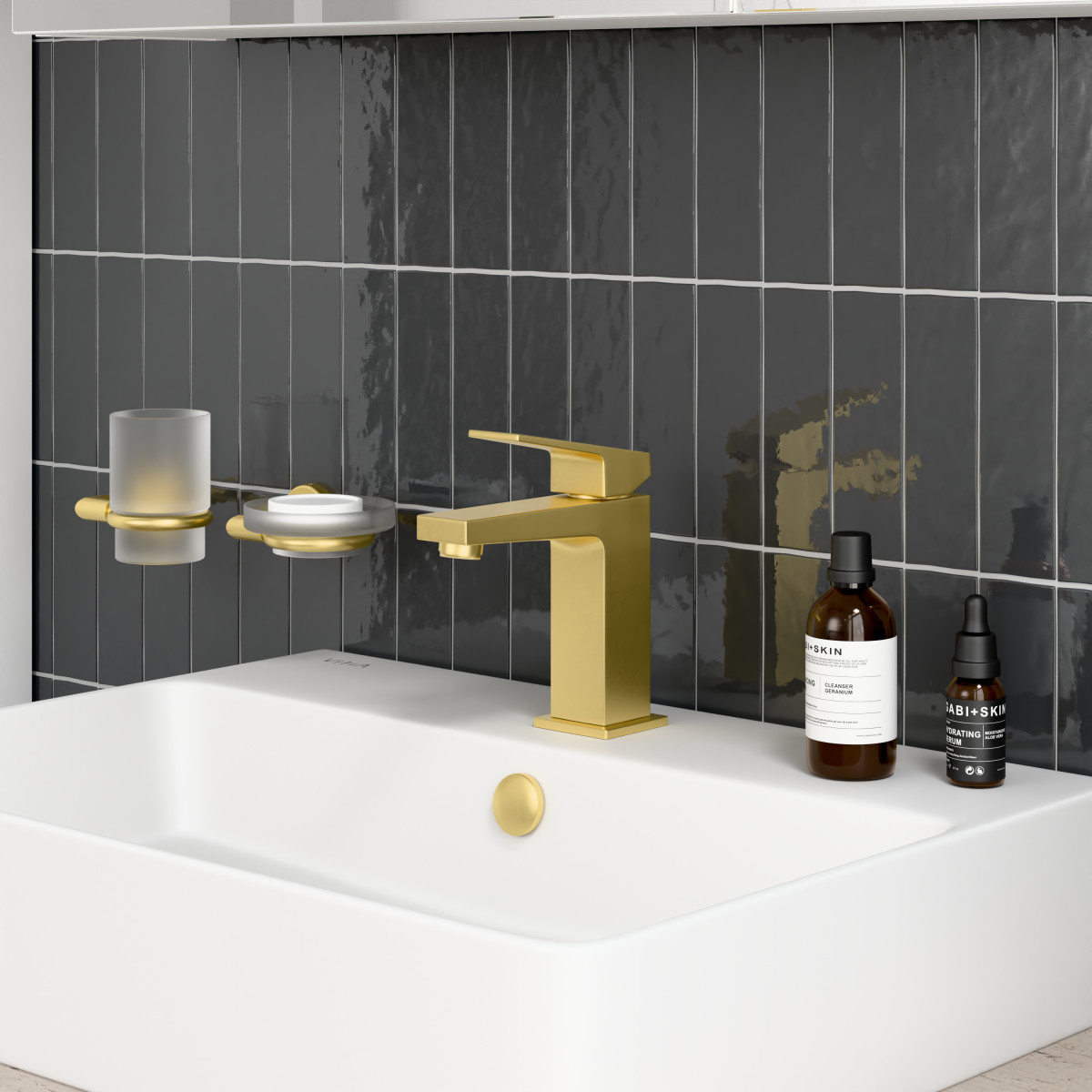 Смеситель для раковины VitrA Minimax Square A4372025EXP однорычажный брашированное золото латунь