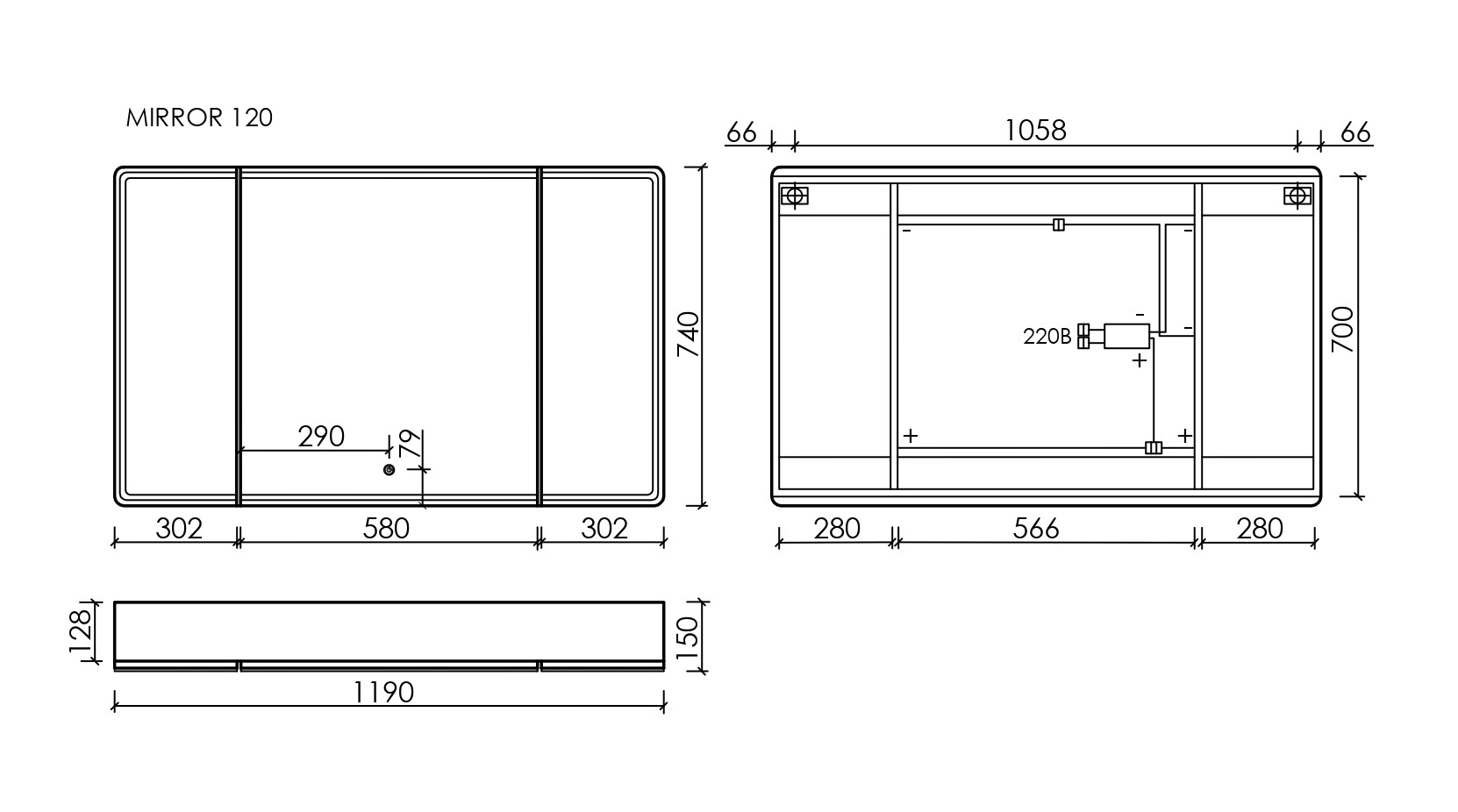 Зеркальный шкаф для ванной комнаты sancos mirror 1190x150х740 мм, с led подсветкой, цвет дуб чарльстон, арт. mi120ech