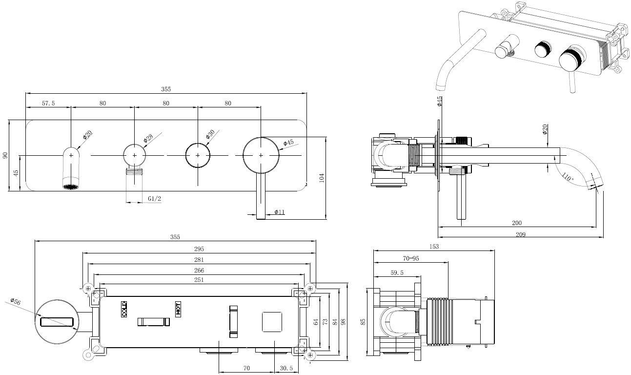 Смеситель для ванны Allen Brau Priority 5.31A06-BN (с внутренней частью) никель браш