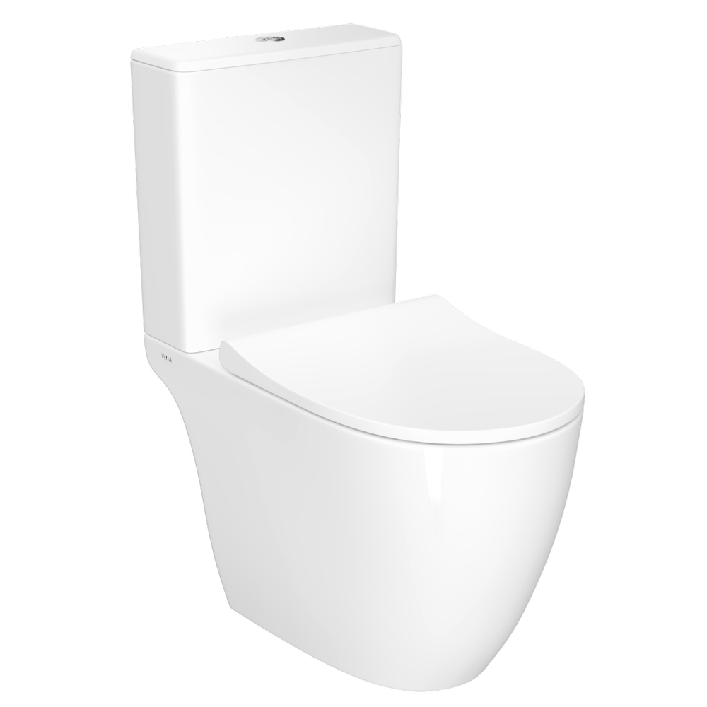 Унитаз-компакт напольный VitrA Sento 9830B003-7204 с сиденьем микролифт белый санитарный фарфор антибактериальное покрытие Hygiene