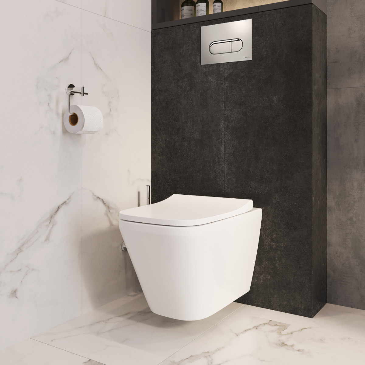 Подвесной унитаз VitrA Integra Square 7082B003-0075 безободковый Rim-ex белый санитарный фарфор антибактериальное покрытие Hygiene