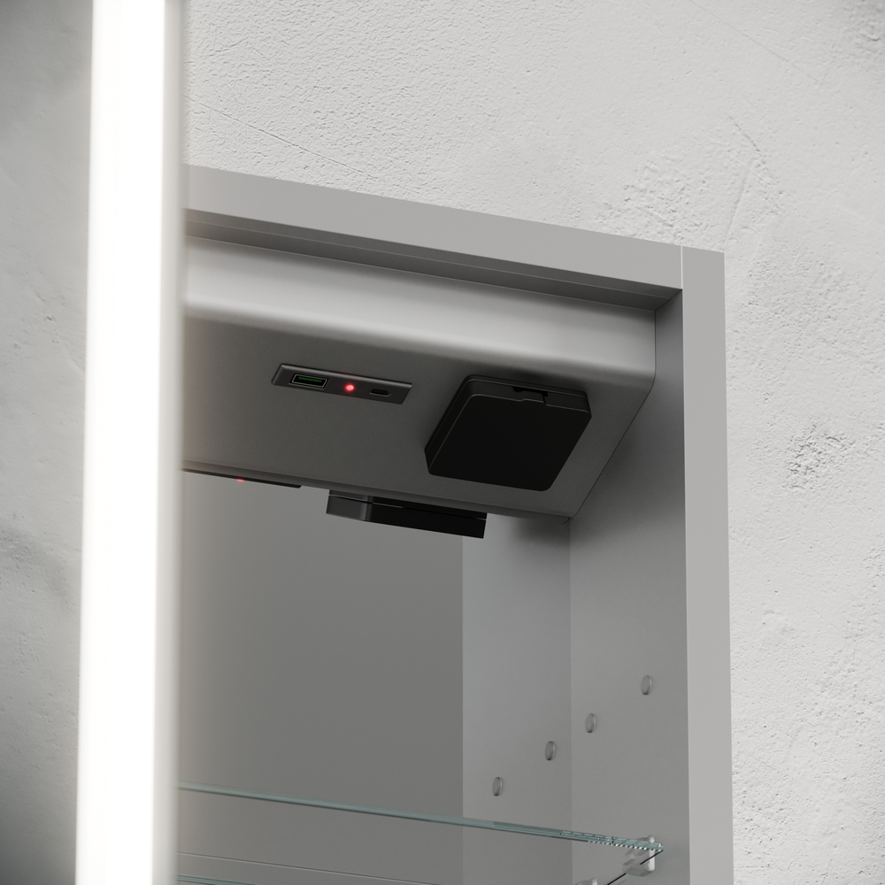 Зеркальный шкаф для ванной комнаты из алюминия sancos evoke 600x700х136 мм, с led подсветкой, арт. sc8060