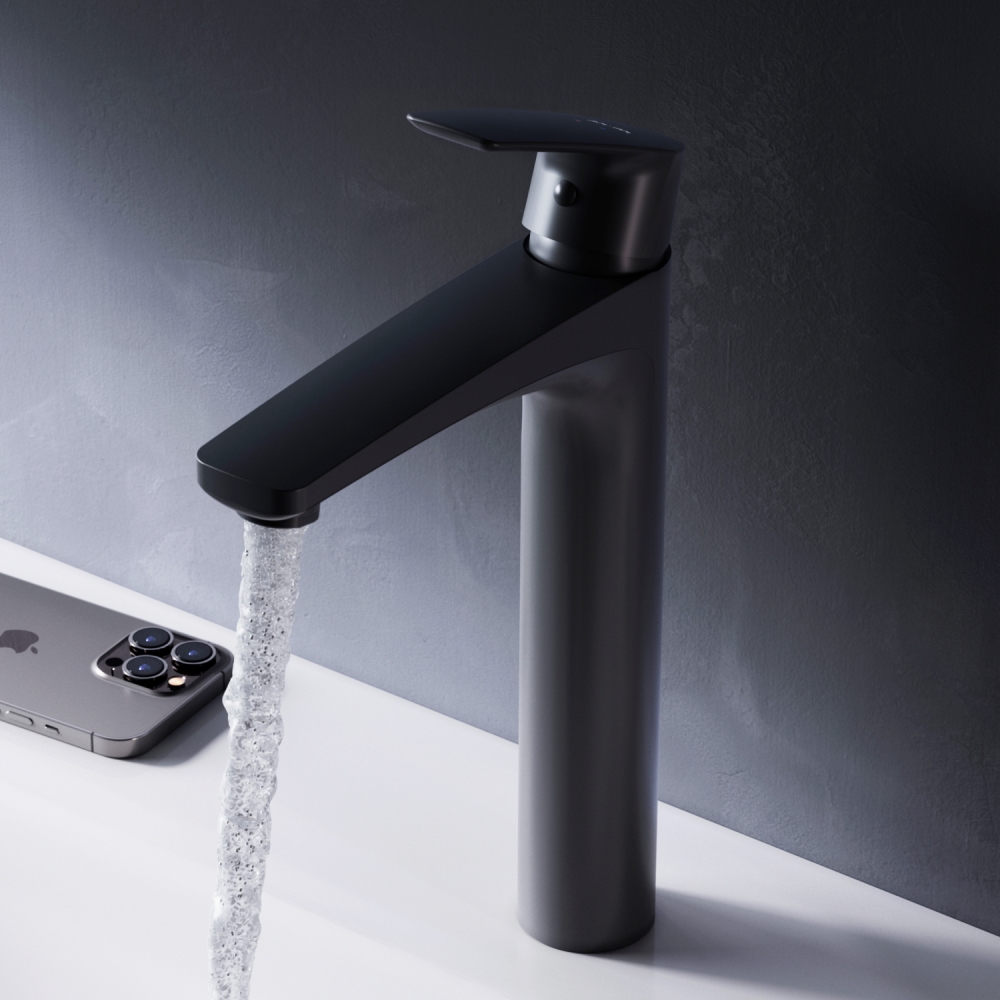 F90A92022 Gem, смеситель для умывальника высокий, черный, шт.