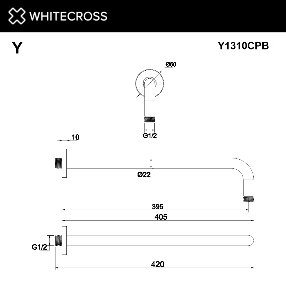 Кронштейн душевой настенный whitecross y1310cpb (брашированная медь)