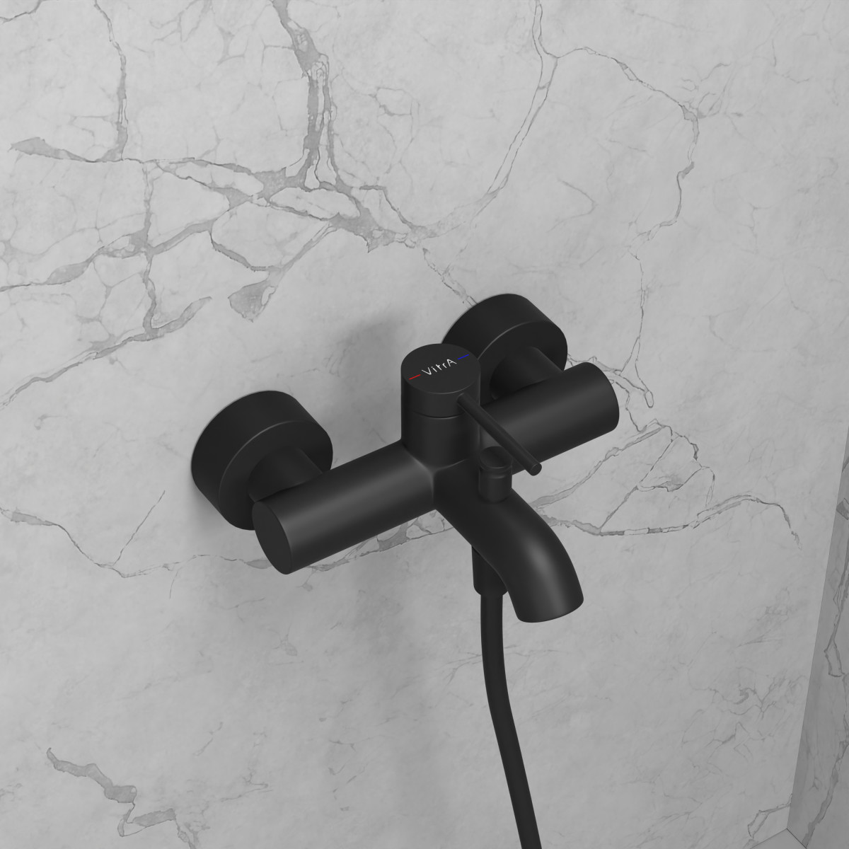 Настенный смеситель для ванны VitrA Minimax Round A4354836EXP однорычажный матовый черный латунь