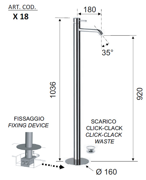 Смеситель для раковины напольный с донным клапаном x style cr хром remer Смеситель для раковины напольный с донным клапаном x style cr хром remer