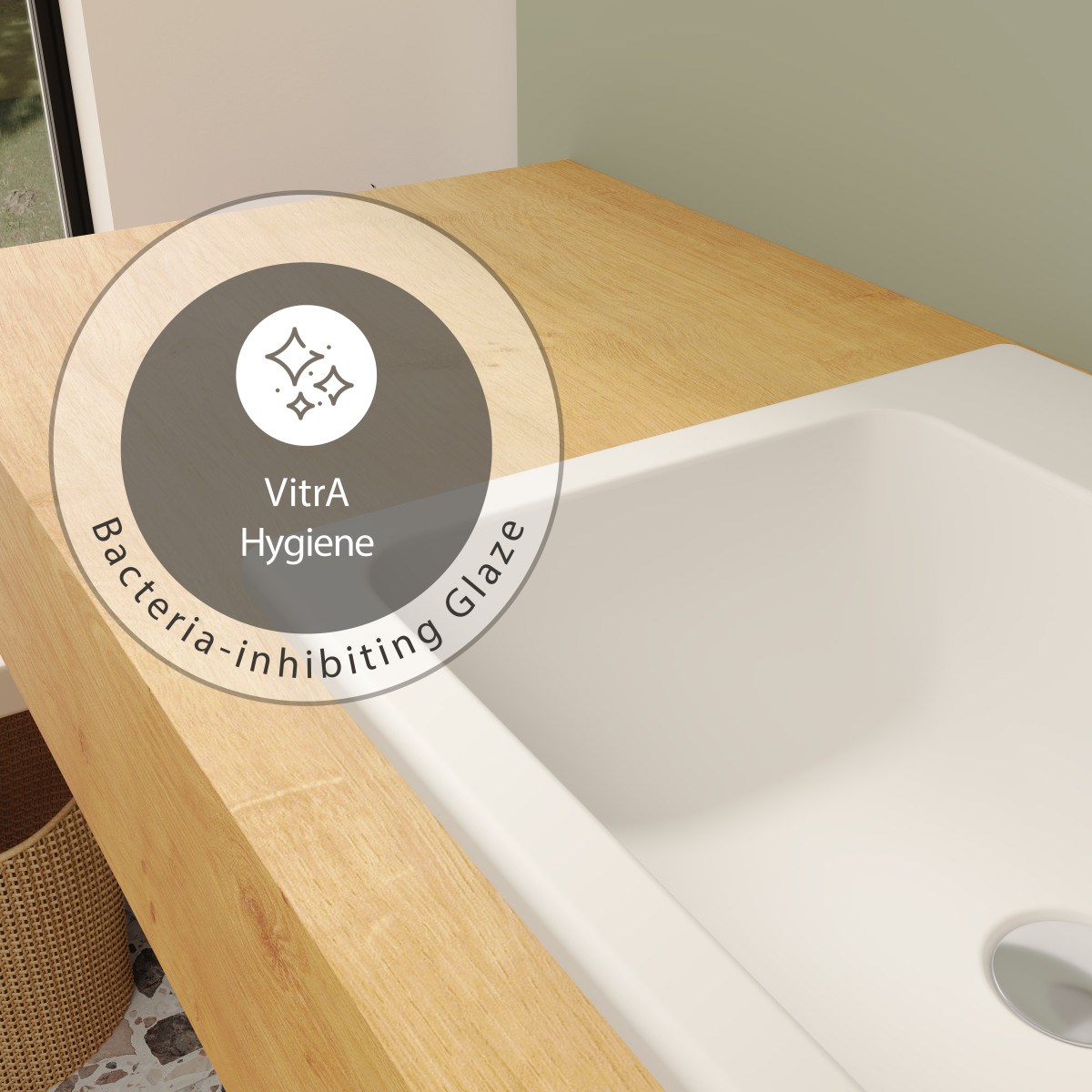 Встраиваемая сверху раковина VitrA S20 5465B003-0001 55 x 45 см прямоугольная белая антибактериальное покрытие Hygiene