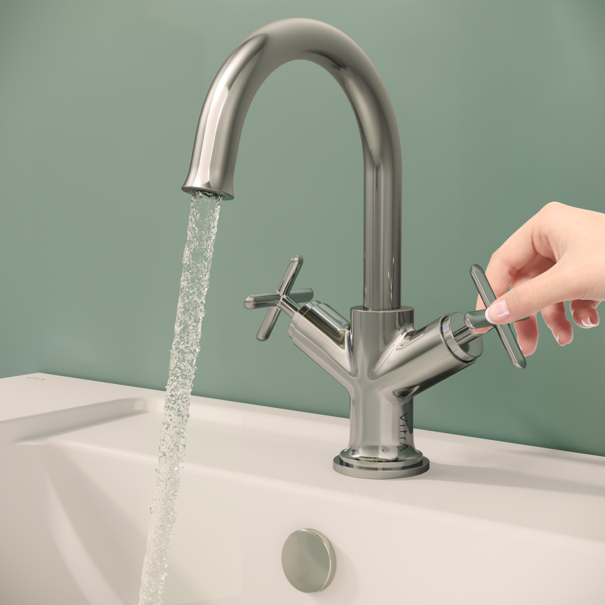 Смеситель для раковины VitrA Origin Classic A42884 двухрычажный хром латунь