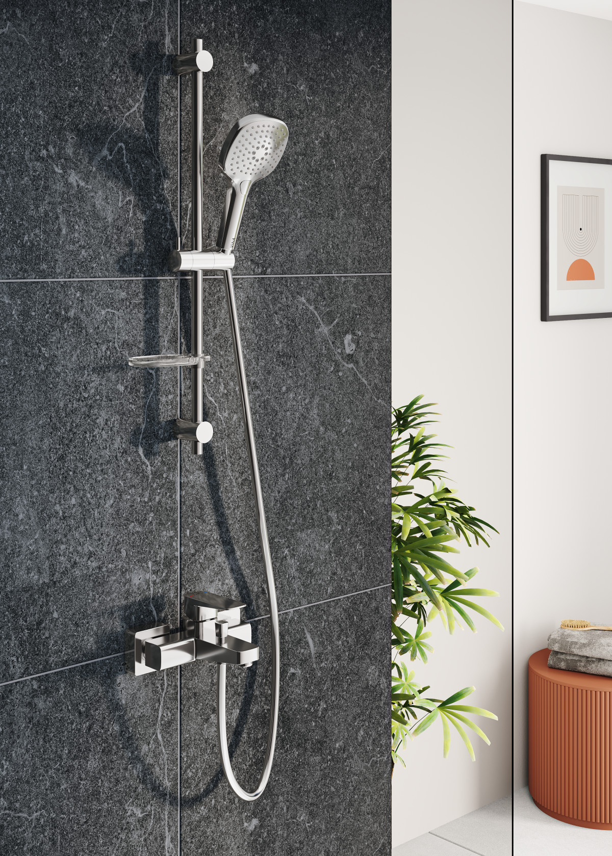 Смеситель настенный VitrA Root Square A42737EXP для ванны однорычажный хром латунь