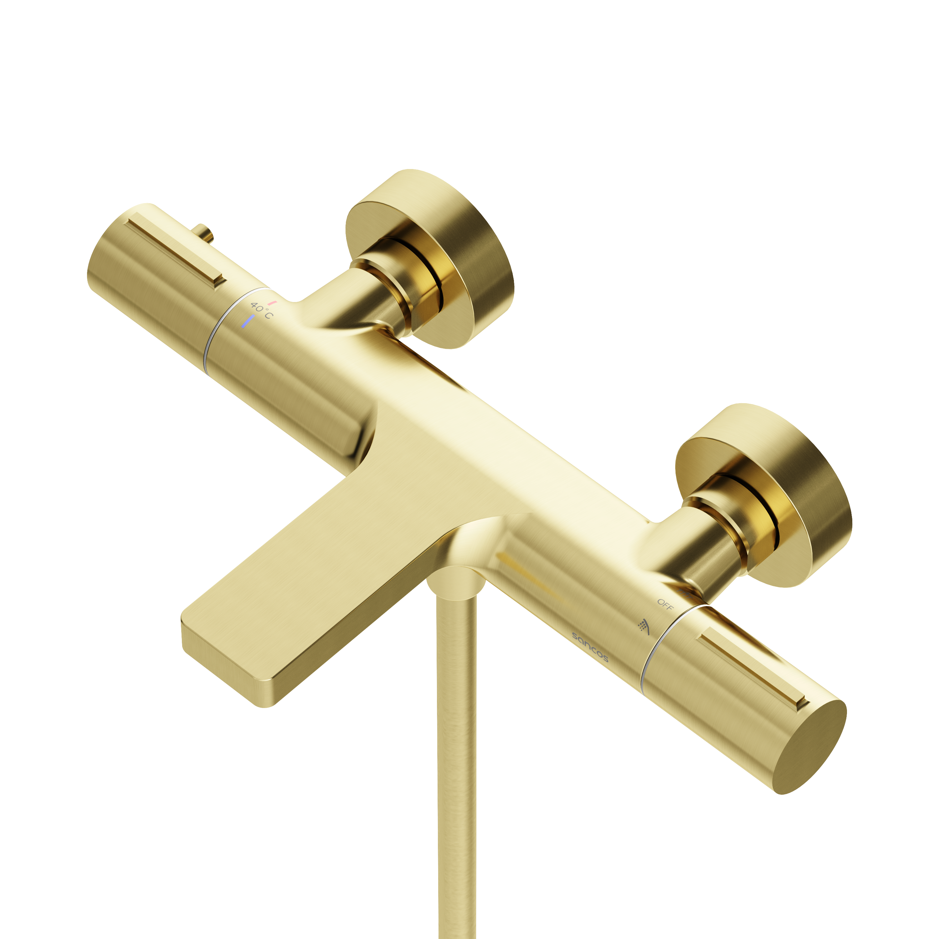 Термостатический смеситель для ванны и душа sancos etna, брашированное золото, pvd покрытие, арт. sc9006bg