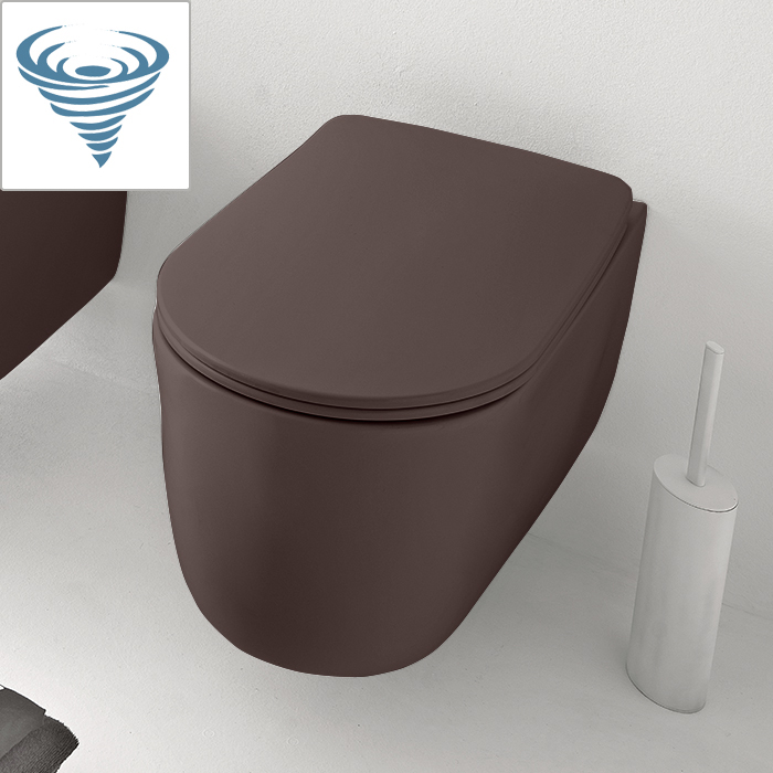 Kerasan nolita унитаз безободковый подвесной 55х35 см, tornado, с креплениями wb9n, цвет: borgogna matt