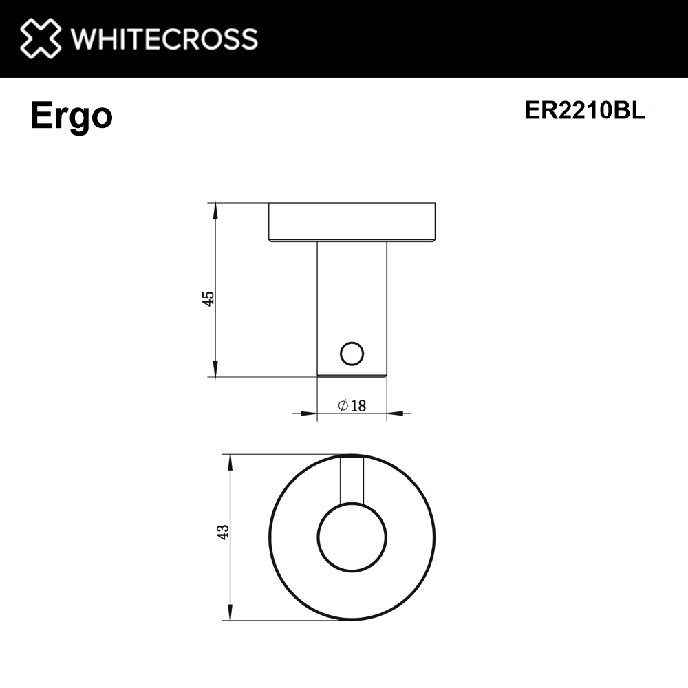 Крючок whitecross ergo er2210bl (черный мат)