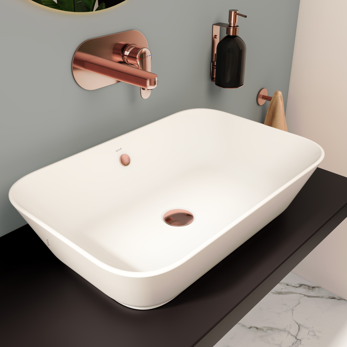 Раковина чаша VitrA Geo 7425B003-0012 60 x 39 см накладная белая антибактериальное покрытие Hygiene