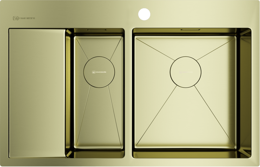Кухонная мойка omoikiri akisame 78-2-r-lg нерж. сталь/светлое золото 780 x 510 x 200