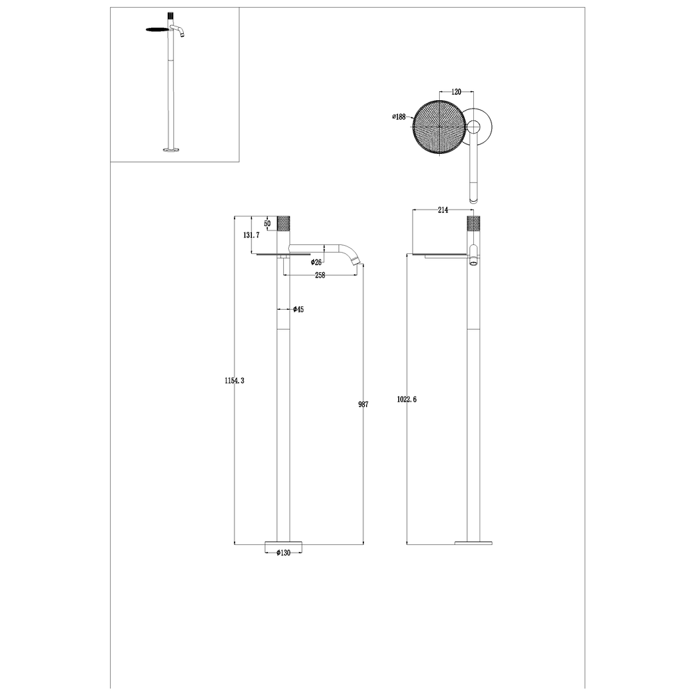 Смеситель STICK напольный для умыв. GOLD SPIRALE