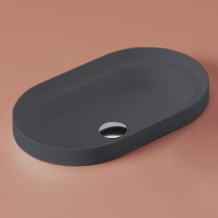 Раковина врезная сверху 130x583x363 серый матовый fuori scala artceram