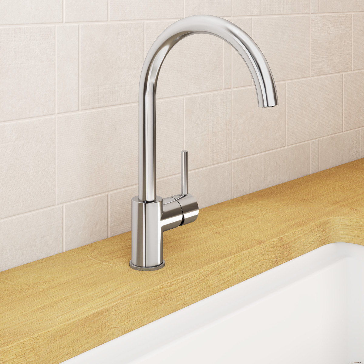 Смеситель для кухни VitrA Minimax S A42091EXP с поворотным изливом однорычажный хром латунь